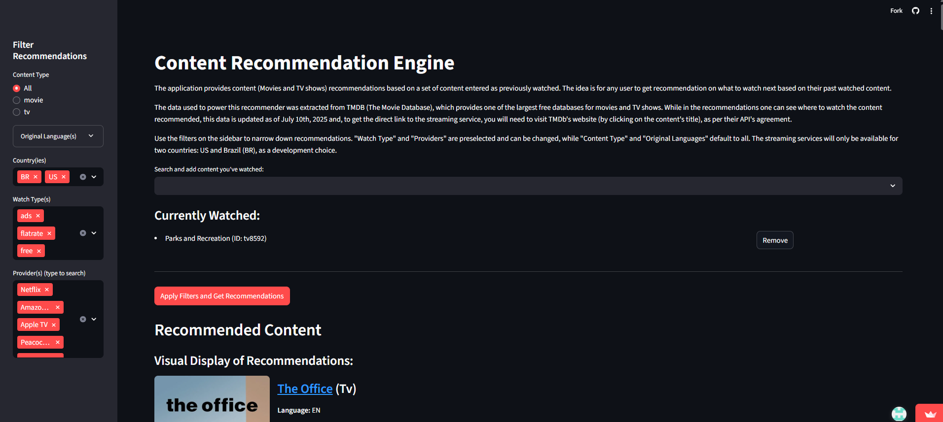Thumbnail for Movie and TV Recommender - Part 3: the Application